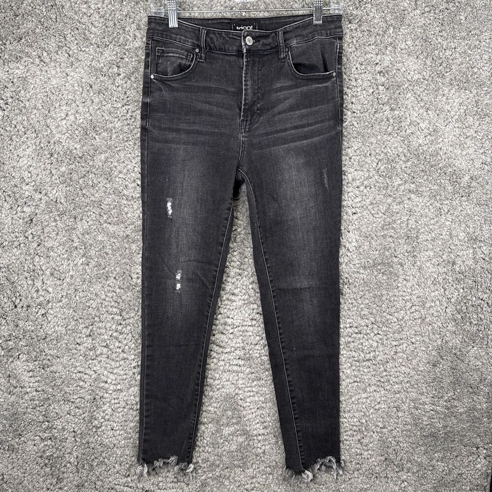 Tricot Jeans Women’s Size 9/28 Black Stretch Skinny Raw Chewed Hem Jeggings